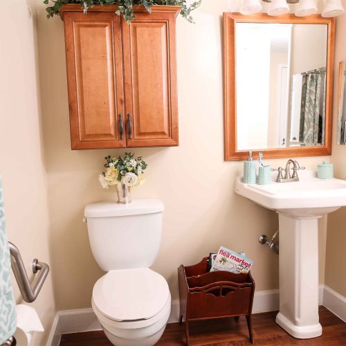 A senior-friendly apartment bathroom