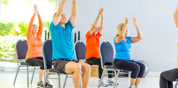 seniors doing yoga