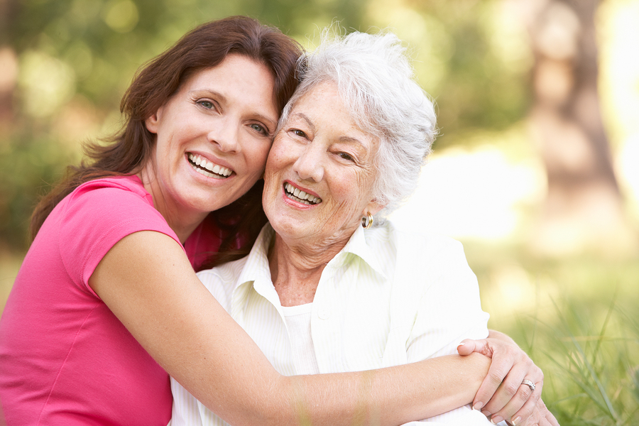 senior woman with daughter